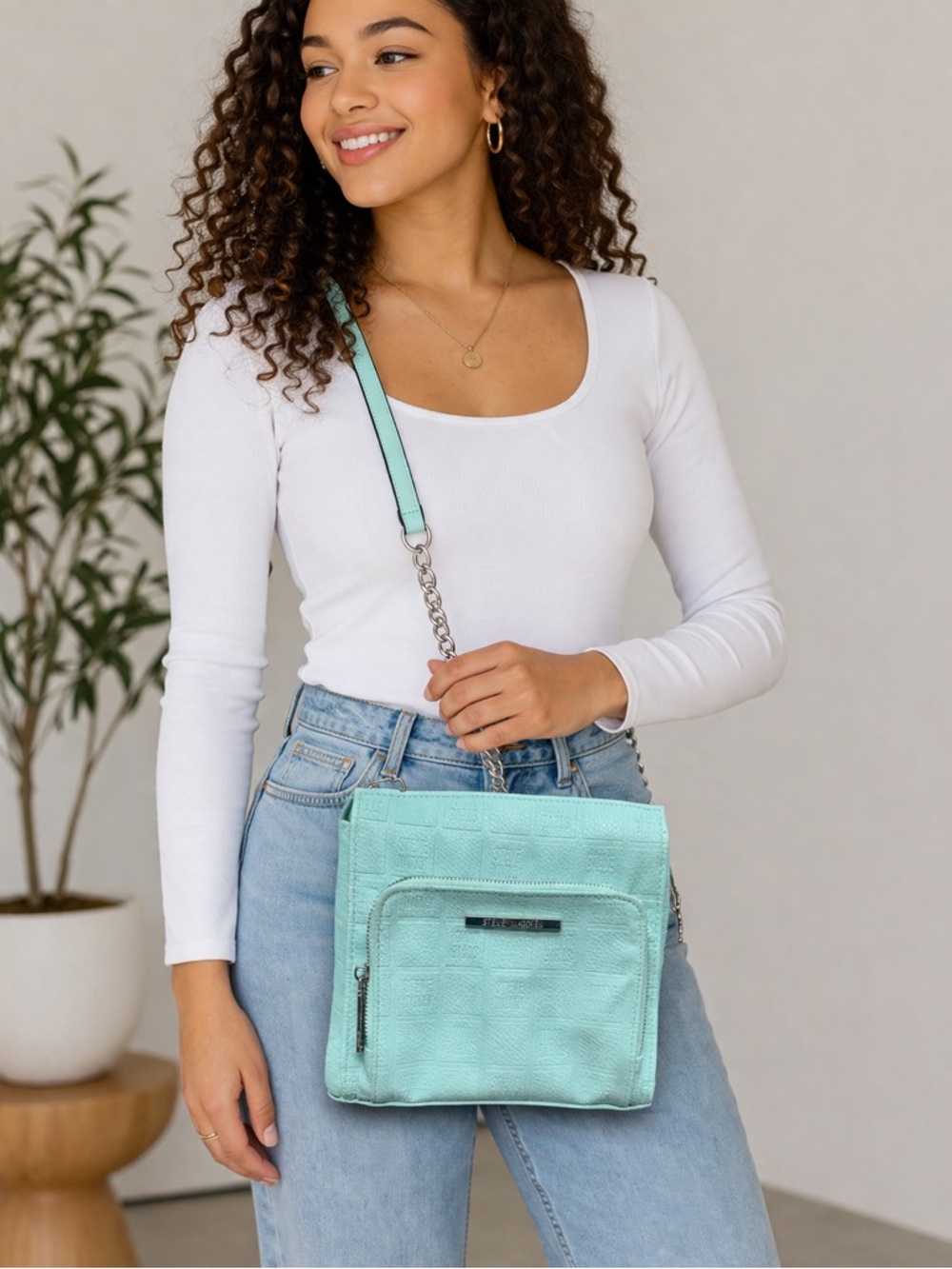 Steve Madden Embossed Crossbody & Wallet Set Baby Blue